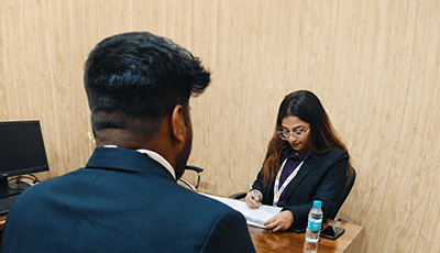 Zestminds team conducting student interview round at CGC Landran placement drive 2025
