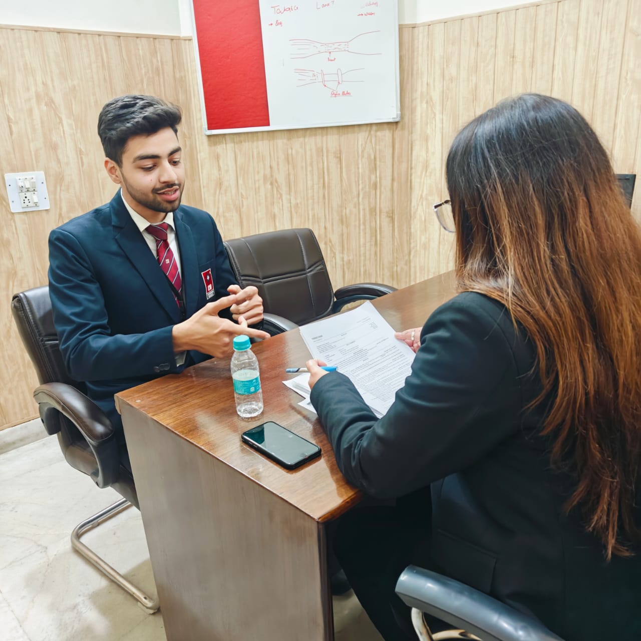 One-to-one student interview during Zestminds placement drive at CGC Landran 2025