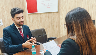 One-to-one student interview during Zestminds placement drive at CGC Landran 2025