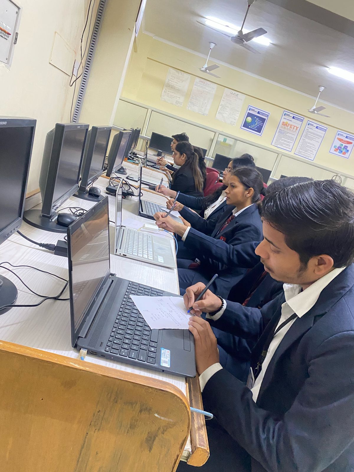 Students appearing for practical test during Zestminds placement drive at CGC Landran 2025