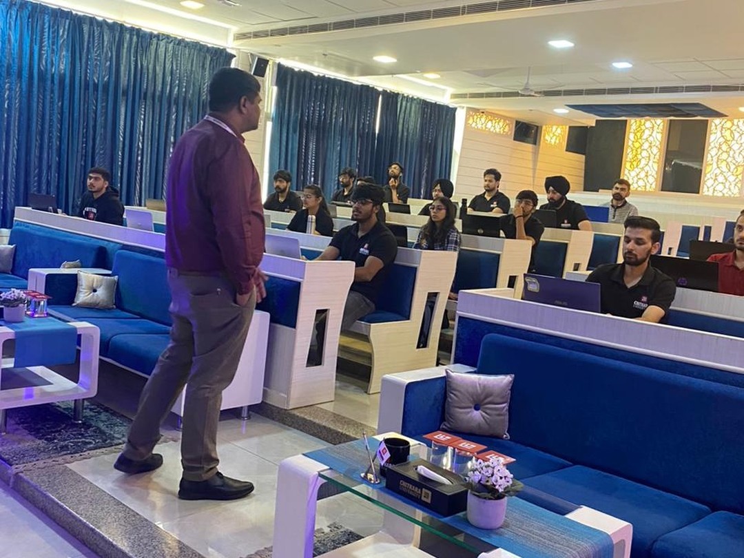 Zestminds Technologies team interacting with students during campus placement drive at Chitkara University
