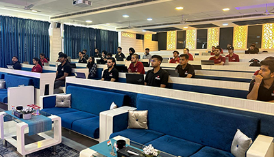 Zestminds team discussing placement opportunities with Chitkara University students