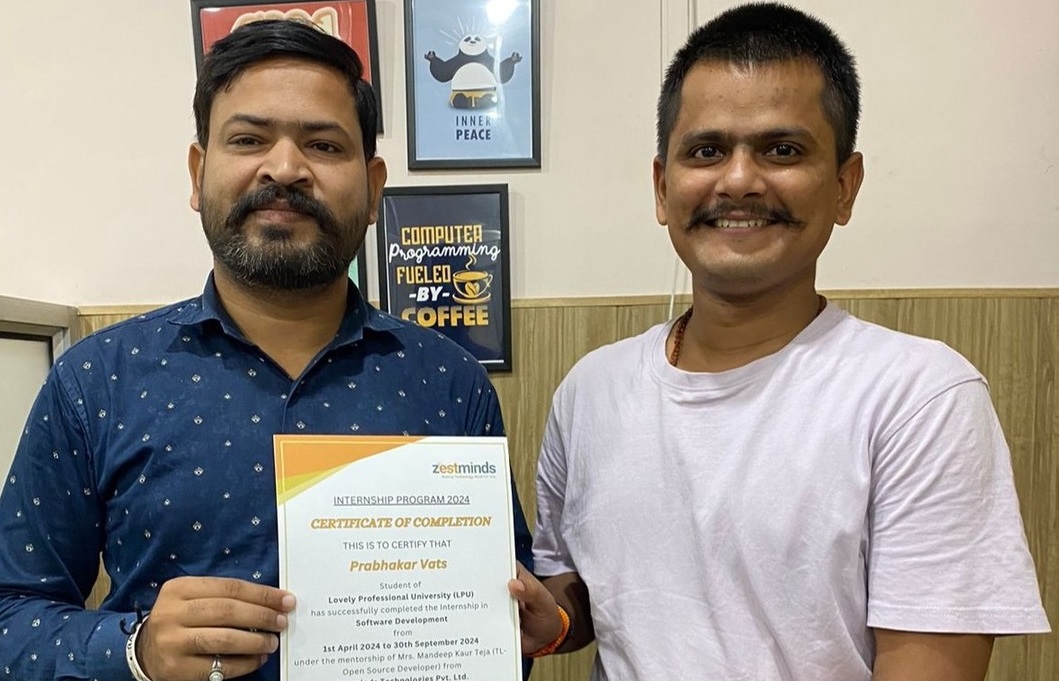   IT training certificate distribution at Zestminds